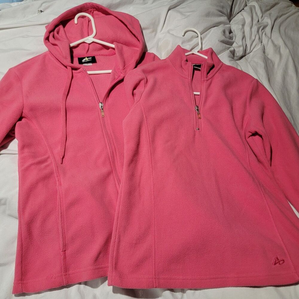 Lot 2 Girls Sweatshirts Size Small 12-14 Pink Full Zip & 1/4 Zip